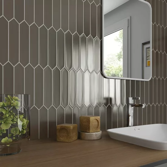 Carrelage Lanse Silver 5x25 cm - posé en salle de bain 2