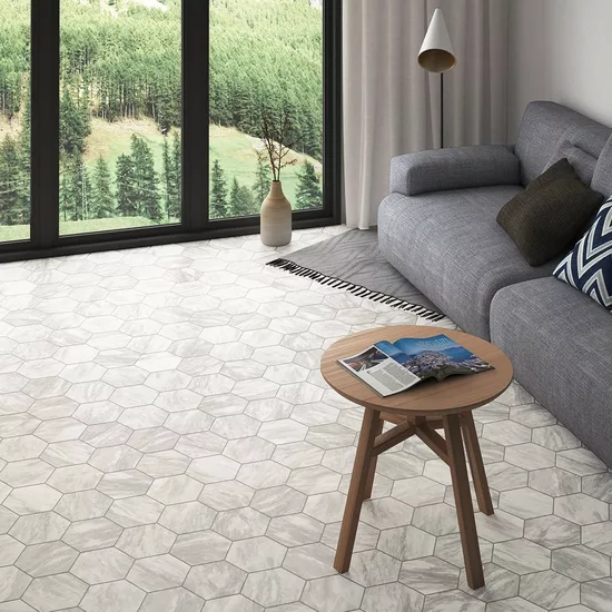 Carrelage Bardiglio Hexagon Light Mat 17,5x20 cm - vue d’ambiance