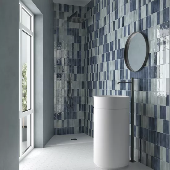 Carrelage Coco Blue Grass 5x15 cm - vue d’ambiance