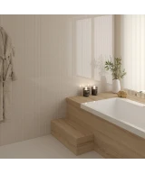 Carrelage Costa Nova Beige Pale 5x20 cm - posé en salle de bain