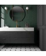 Carrelage Costa Nova Laurel Green 5x20 cm - posé en salle de bain