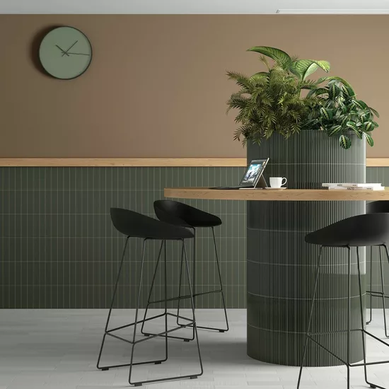 Carrelage Onda Laurel Green 5x20 cm - vue d’ambiance