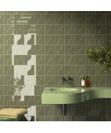 Carrelage Curve Garden Green Mat 8,3x12 cm - posé en salle de bain
