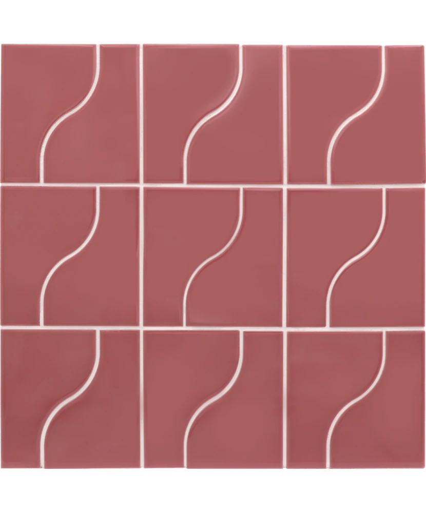 Carrelage Curve Ruby Shade 8,3x12 cm - panneau de carreaux