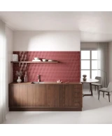 Carrelage Curve Ruby Shade Mat 8,3x12 cm - posé en cuisine