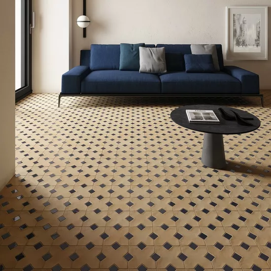 Carrelage Taco Blue Night 3,4x3,4 cm - posé en terrasse