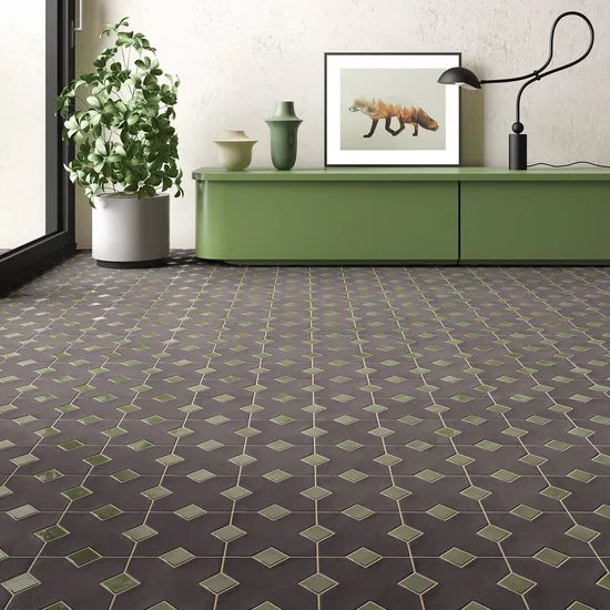 Carrelage Taco Verd 3,4x3,4 cm - vue d’ambiance