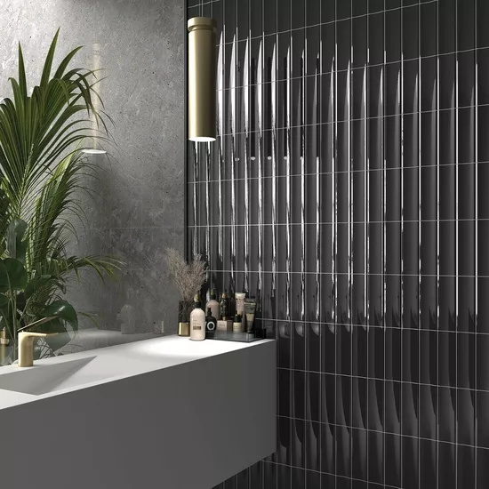 Carrelage Vibe In Almost Black 6,5x20 cm - vue d’ambiance