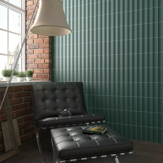 Carrelage Vibe In Newport Green Mat 6,5x20 cm - vue d’ambiance