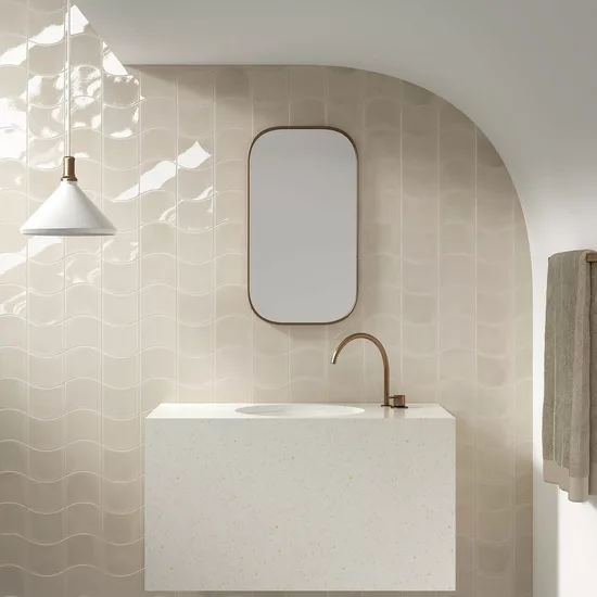 Carrelage Wave Old Cream 12x12 cm - vue d’ambiance