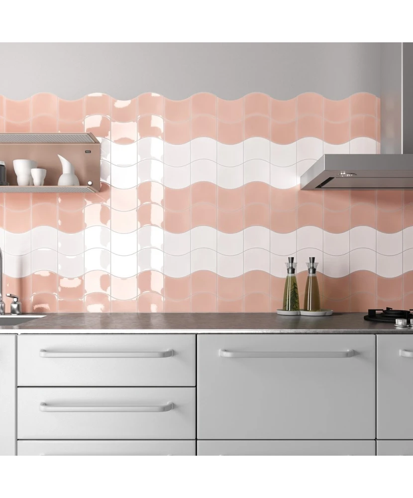 Carrelage Wave Primrose Pink 12x12 cm - vue d’ambiance 3