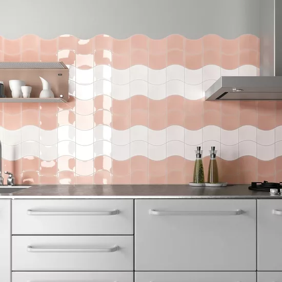 Carrelage Wave Primrose Pink 12x12 cm - vue d’ambiance 3