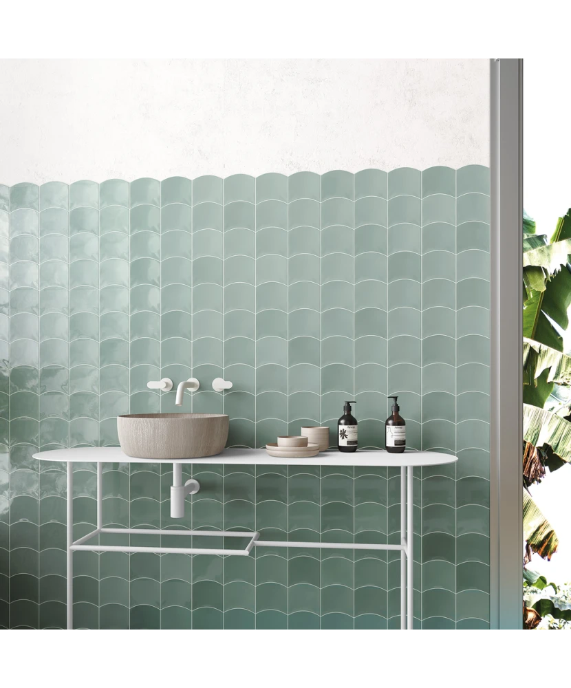 Carrelage Wave White 12x12 cm - vue d’ambiance