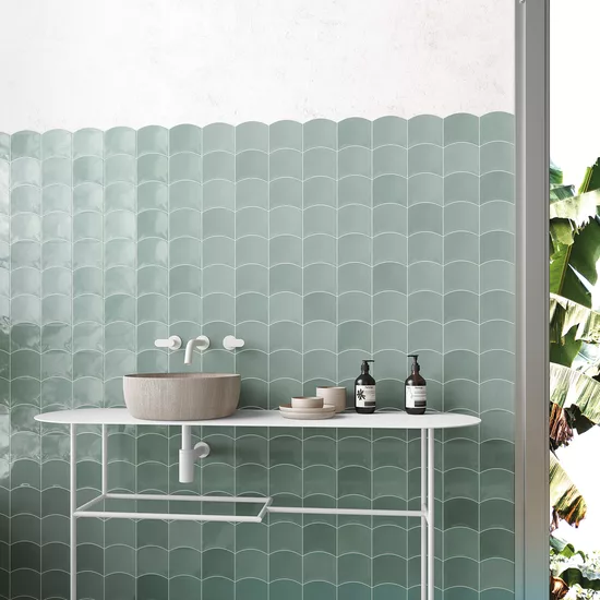 Carrelage Wave White 12x12 cm - vue d’ambiance
