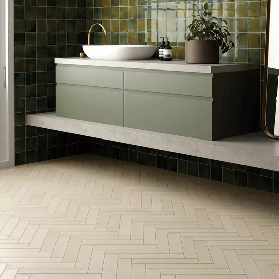 Carrelage Hanoi Wild Olive 10x10 cm - vue d’ambiance