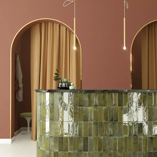 Carrelage Hanoi Wild Olive 6,5x20 cm - vue d’ambiance