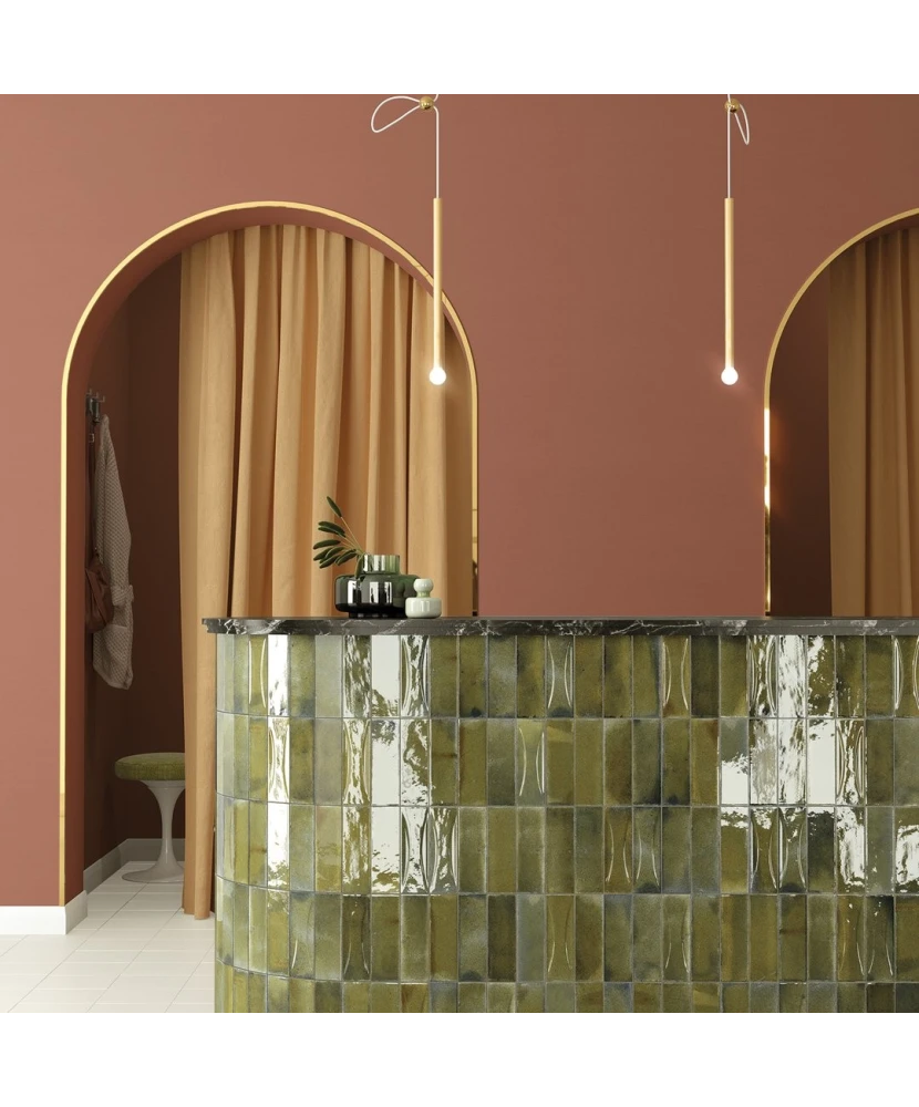 Carrelage Hanoi Arco Wild Olive 6,5x20 cm - vue d’ambiance