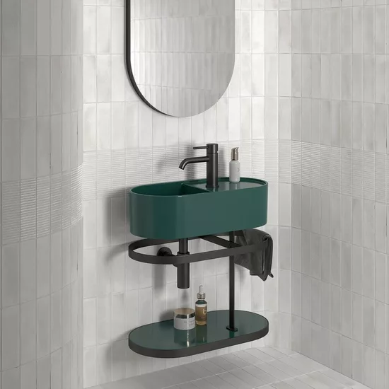 Carrelage Raku White 6x18,6 cm - posé en salle de bain