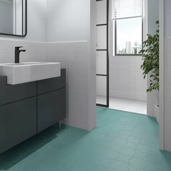 Carrelage Porto Cross Jade 12x12 cm - vue d’ambiance