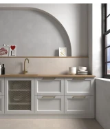 Carrelage Porto Cross Taupe 12x12 cm - posé en cuisine