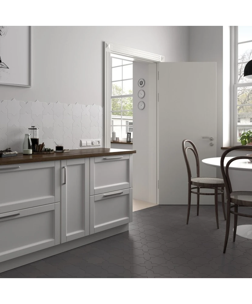 Carrelage Porto Cross Black 12x12 cm - posé en cuisine