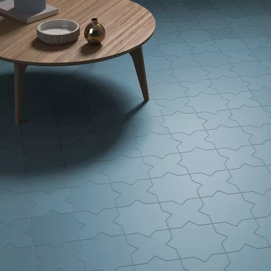 Carrelage Porto Cross Azure 12x12 cm - vue d’ambiance