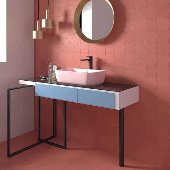 Carrelage Porto Cross Warm Siena 12x12 cm - vue d’ambiance