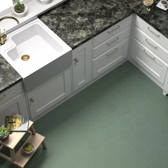 Carrelage Porto Cross Pickle Green 12x12 cm - vue d’ambiance