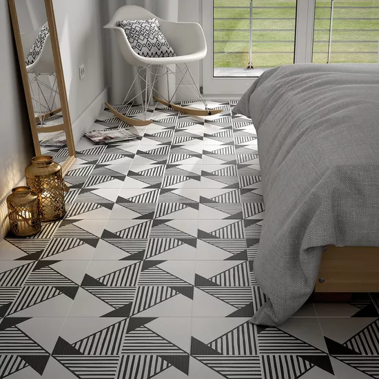 Carrelage Caprice Origami B&W 20x20 cm - vue d’ambiance