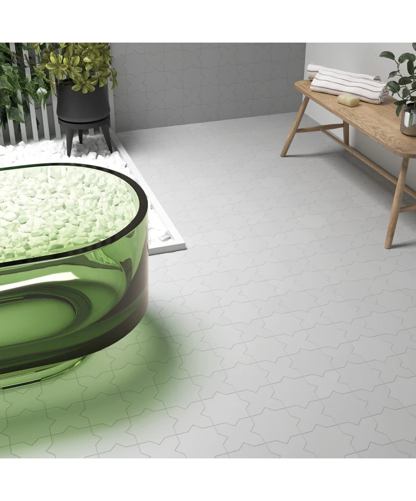Carrelage Porto Star Oxford Gray 16,8x16,8 cm - posé en salle de bain