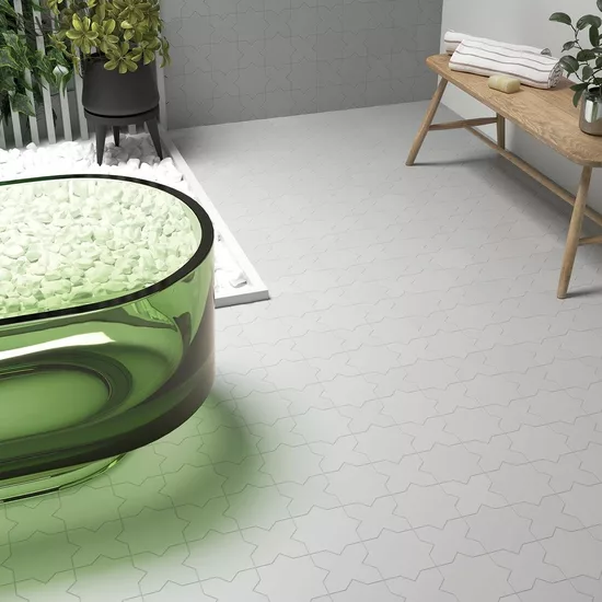 Carrelage Porto Star Oxford Gray 16,8x16,8 cm - posé en salle de bain