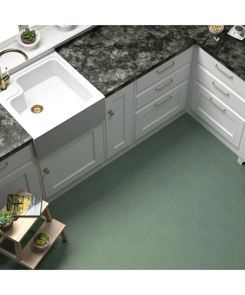 Carrelage Porto Star Pickle Green 16,8x16,8 cm - vue d’ambiance