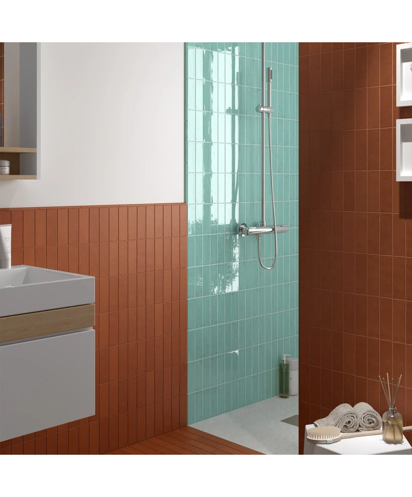 Carrelage Fango Aquamarine Gloss 5x15 cm - vue d’ambiance