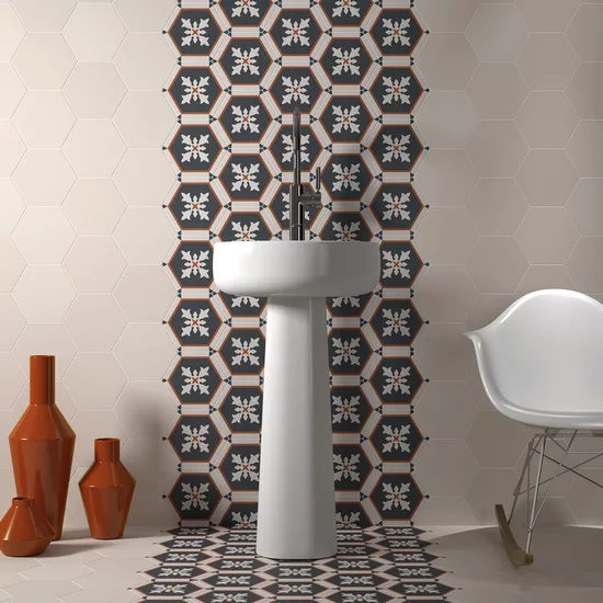Carrelage Coimbra Taupe 17,5x20 cm - vue d’ambiance