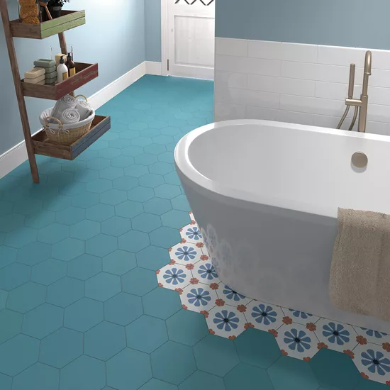 Carrelage Coimbra Azure 17,5x20 cm - vue d’ambiance