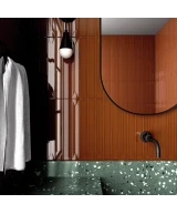 Carrelage Vitral Axis Caramel Reactive 5x40 cm - posé en salle de bain