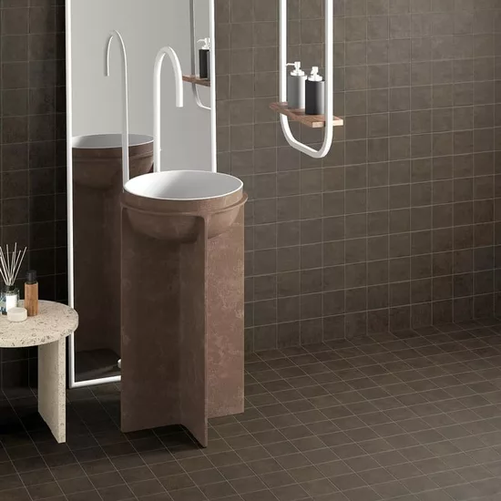 Carrelage Stage Brown 10x10 cm - posé en salle de bain