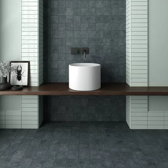 Carrelage Stage Denim 10x10 cm - posé en salle de bain