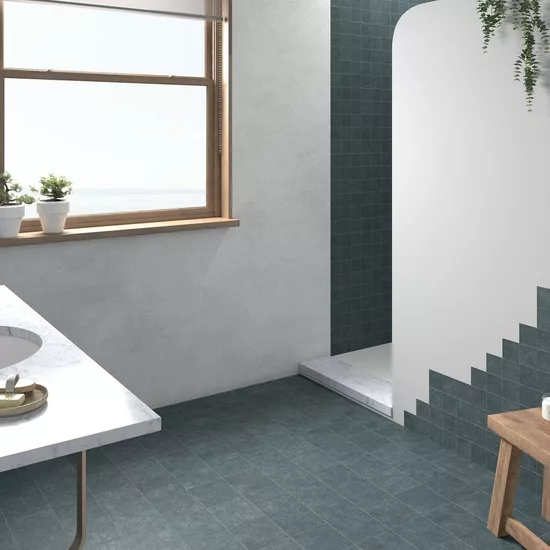 Carrelage Stage Denim 20x20 cm - posé en salle de bain