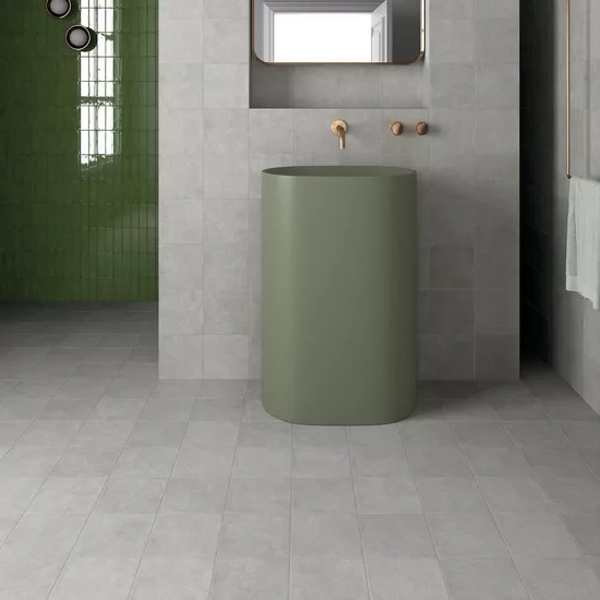 Carrelage Stage Grey 20x20 cm - posé en salle de bain
