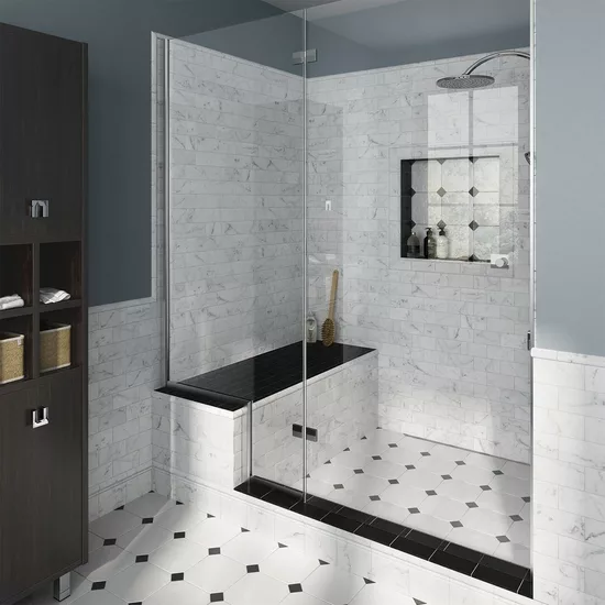 Carrelage Carrara 7,5x15 cm - posé en salle de bain 2