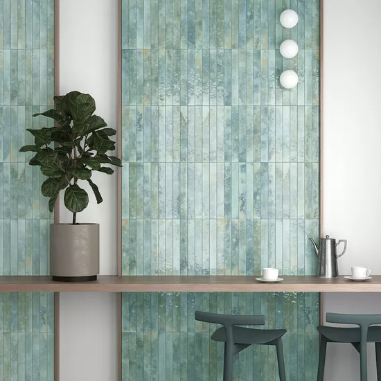 Carrelage Bali Aqua 5x40 cm - vue d’ambiance
