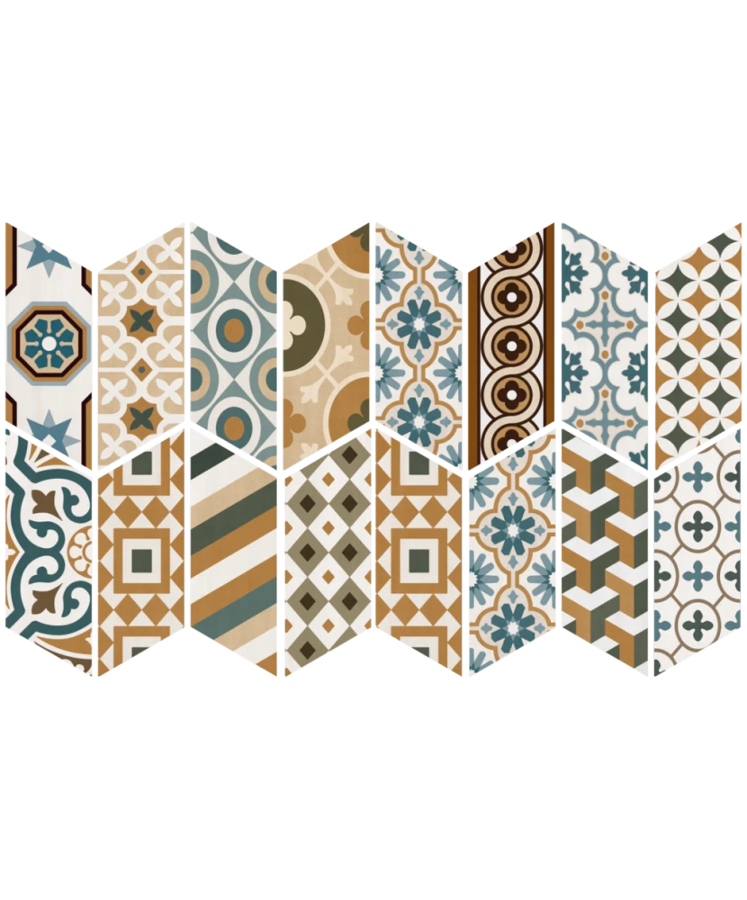 Carrelage Chevron Patchwork Color Droit 9x20,5 cm - détail du carreau 2