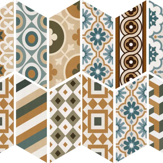 Carrelage Chevron Patchwork Color Droit 9x20,5 cm - détail du carreau 2
