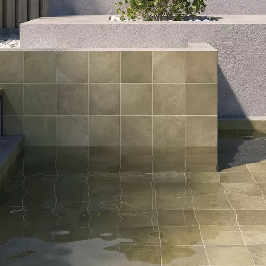 Carrelage Spa&Pools Jungle Mat 15x15 cm - posé dans un espace piscine