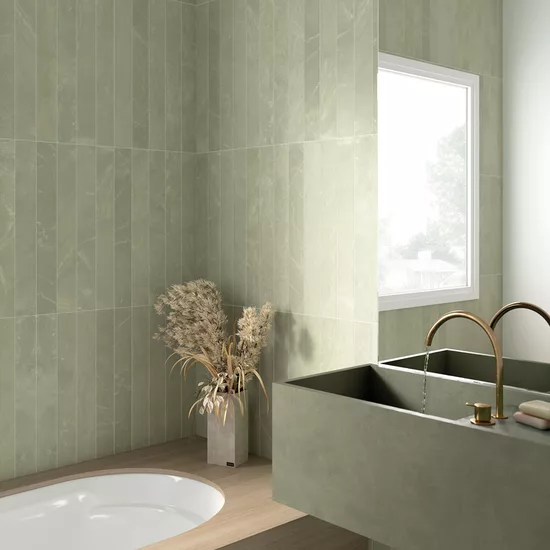 Carrelage Marmoris Matcha 7,5x60 cm - vue d’ambiance
