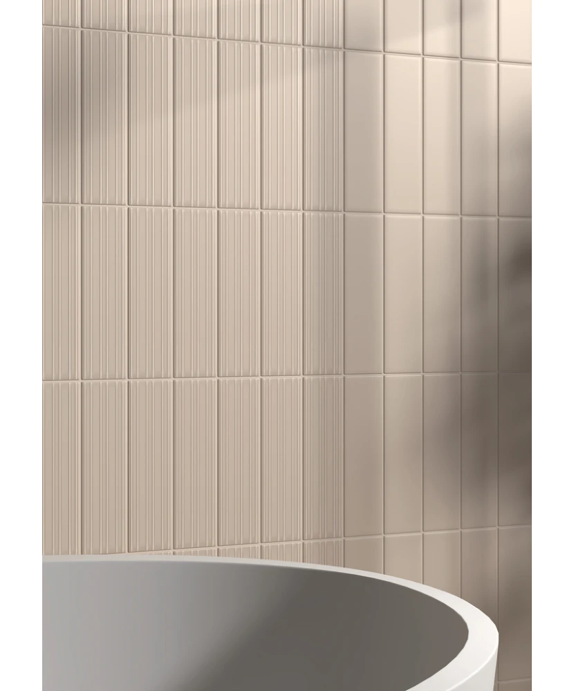 Carrelage Lumina Sandshell Mat 6x24,6 cm - vue d’ambiance
