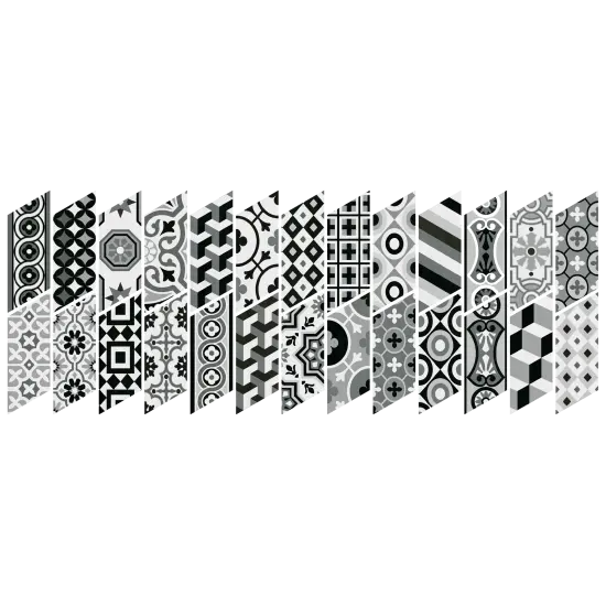 Carrelage Chevron Patchwork B&W Droit 9x20,5 cm - détail du carreau