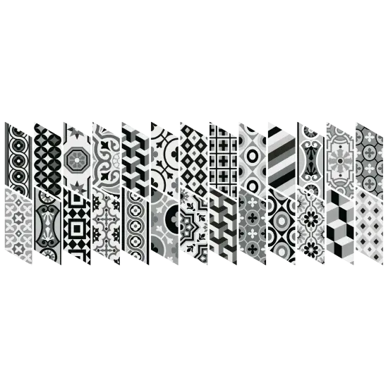 Carrelage Chevron Patchwork B&W Gauche 9x20,5 cm - détail du carreau