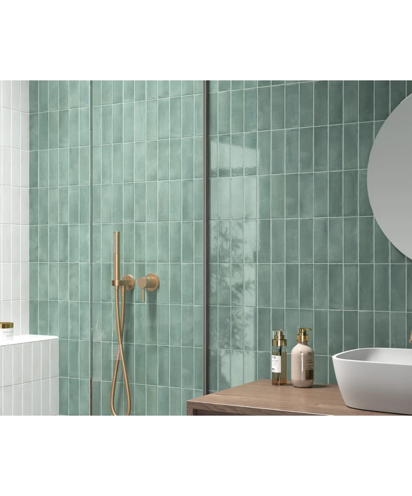 Carrelage Miyako White Gloss 5x15 cm - vue d’ambiance